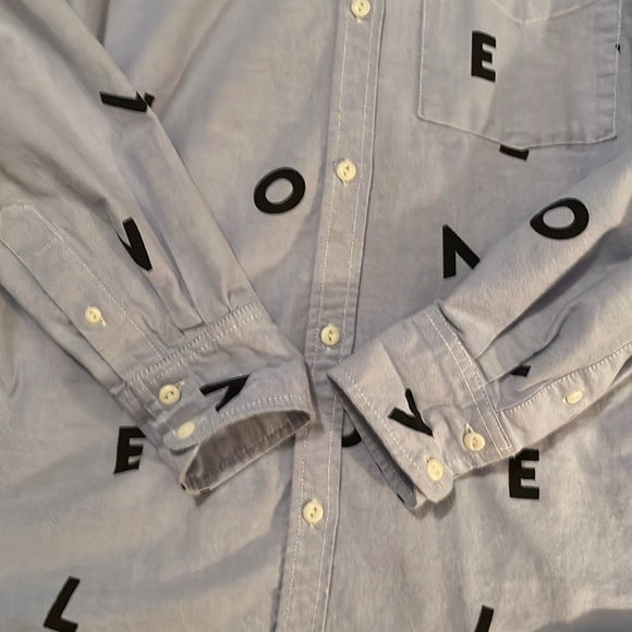 Current / Elliott Derby Button Down Shirt with LOVE Print Size 0 - Picture 7 of 11